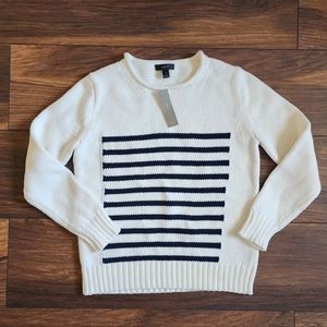 NWT J Crew Women's Ivory Striped Rollneck Sweater Size XS